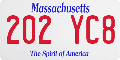 MA license plate 202YC8