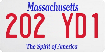 MA license plate 202YD1