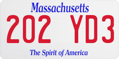 MA license plate 202YD3