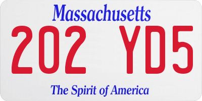 MA license plate 202YD5