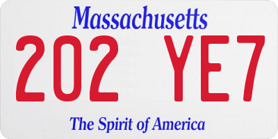 MA license plate 202YE7