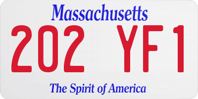 MA license plate 202YF1