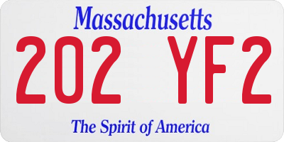 MA license plate 202YF2