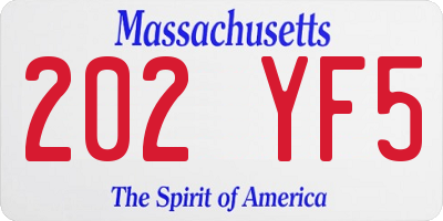 MA license plate 202YF5