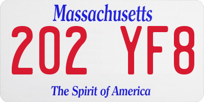MA license plate 202YF8