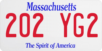 MA license plate 202YG2