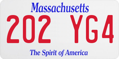 MA license plate 202YG4