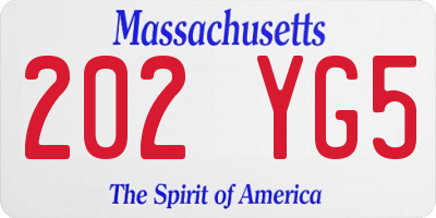 MA license plate 202YG5