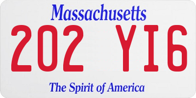 MA license plate 202YI6