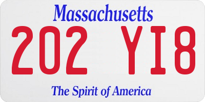 MA license plate 202YI8