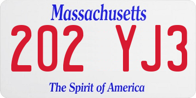 MA license plate 202YJ3
