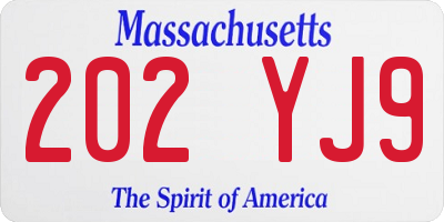 MA license plate 202YJ9