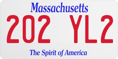 MA license plate 202YL2