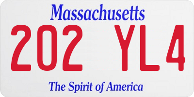 MA license plate 202YL4