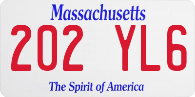 MA license plate 202YL6