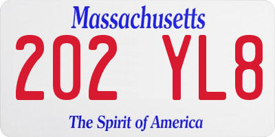 MA license plate 202YL8
