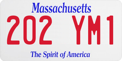MA license plate 202YM1