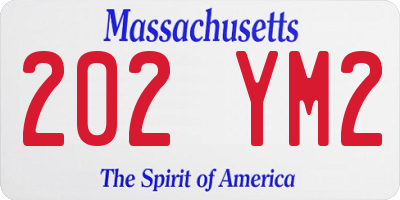 MA license plate 202YM2