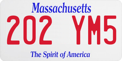 MA license plate 202YM5