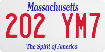 MA license plate 202YM7