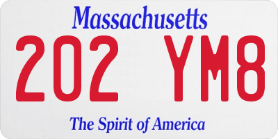 MA license plate 202YM8