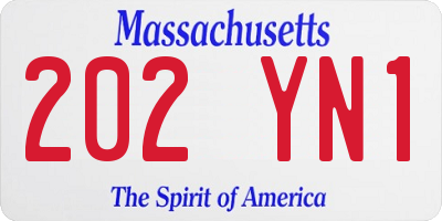MA license plate 202YN1