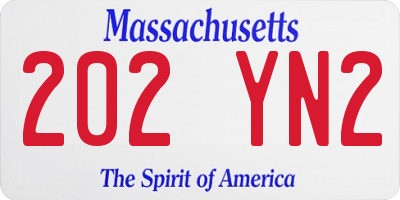 MA license plate 202YN2