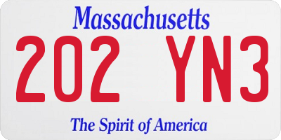 MA license plate 202YN3