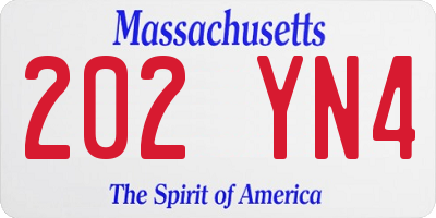 MA license plate 202YN4