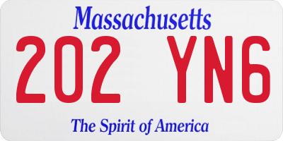 MA license plate 202YN6
