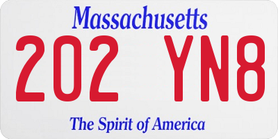 MA license plate 202YN8