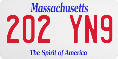 MA license plate 202YN9