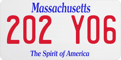 MA license plate 202YO6