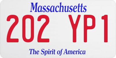 MA license plate 202YP1