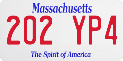 MA license plate 202YP4