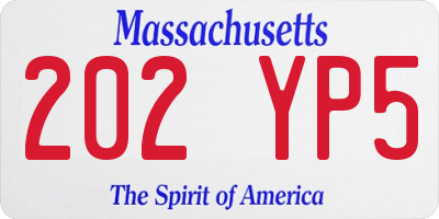 MA license plate 202YP5