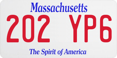 MA license plate 202YP6