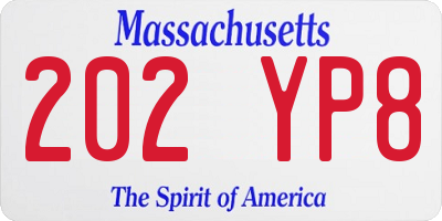 MA license plate 202YP8