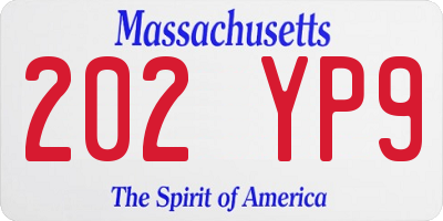 MA license plate 202YP9