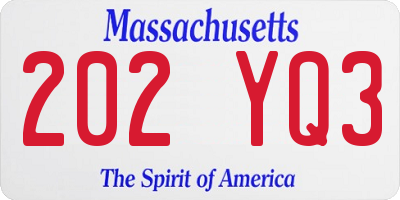 MA license plate 202YQ3