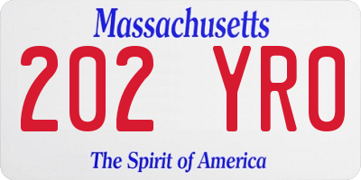 MA license plate 202YR0