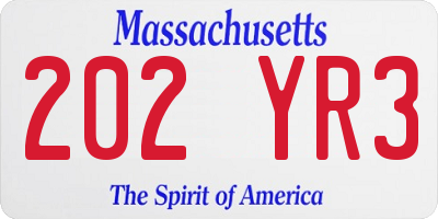 MA license plate 202YR3