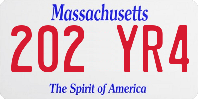 MA license plate 202YR4