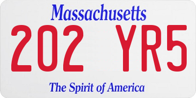 MA license plate 202YR5