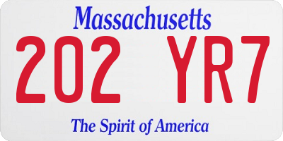 MA license plate 202YR7