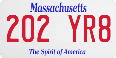 MA license plate 202YR8