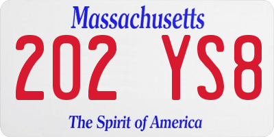 MA license plate 202YS8