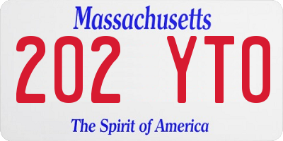 MA license plate 202YT0