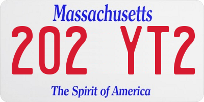 MA license plate 202YT2