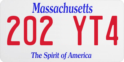 MA license plate 202YT4